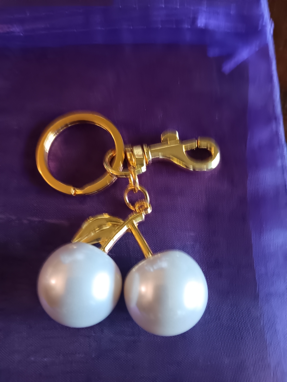 Goldtone Cherry Keychain